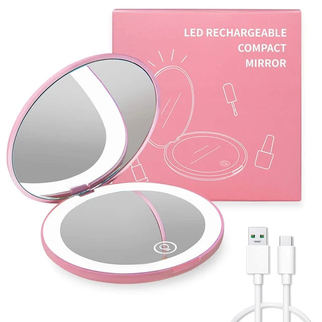 LumiGlow Mirror™ – Portable Cosmetic Mirror with Adjustable LED Light