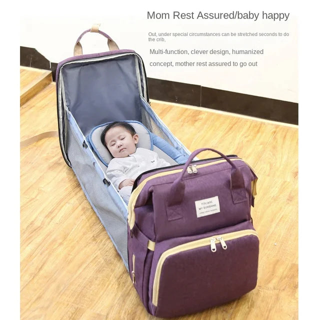 SleepNest™ – Premium All-in-One Diaper Bag & Bed