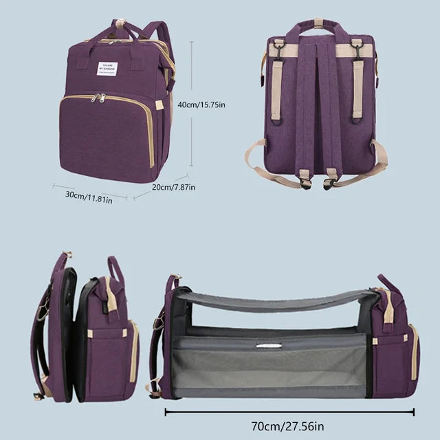 SleepNest™ – Premium All-in-One Diaper Bag & Bed