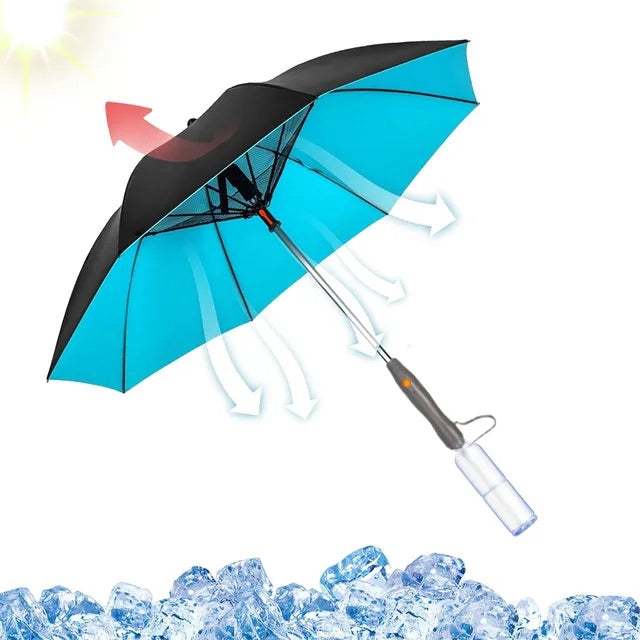 SunMist™ – UV-Blocking Umbrella with Cooling Spray & Fan