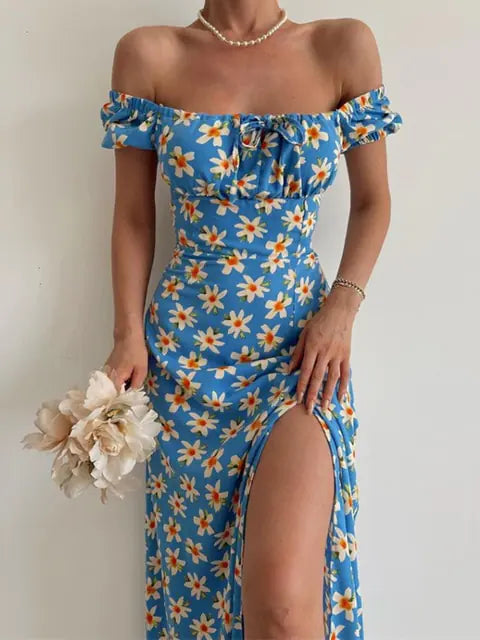 Floral Print Short Sleeve Party Dress