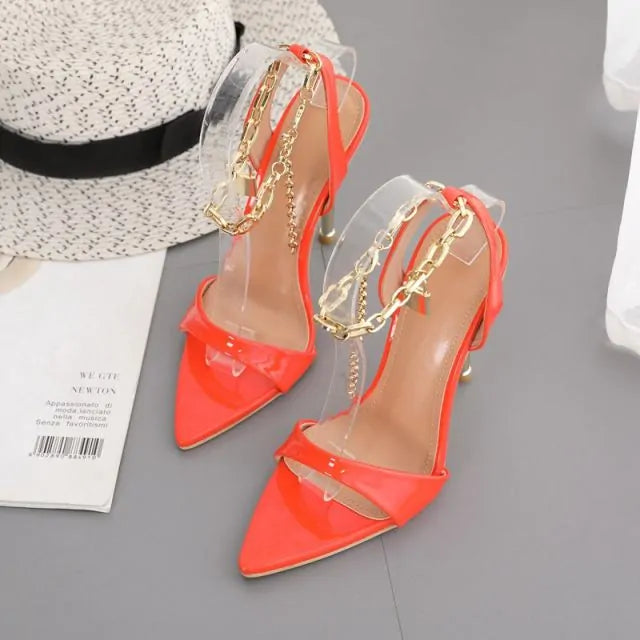 Chain Ankle Strap High Heels