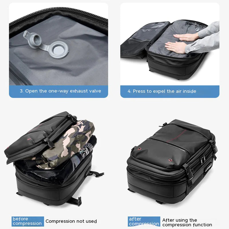 VaultPack™ – Expandable Compression Travel Backpack with Built-In USB & Laptop Storage