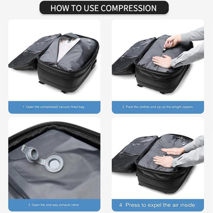 VaultPack™ – Expandable Compression Travel Backpack with Built-In USB & Laptop Storage