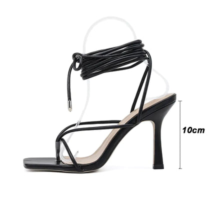 Vintage Square Heel: Cross Strap Thong Design