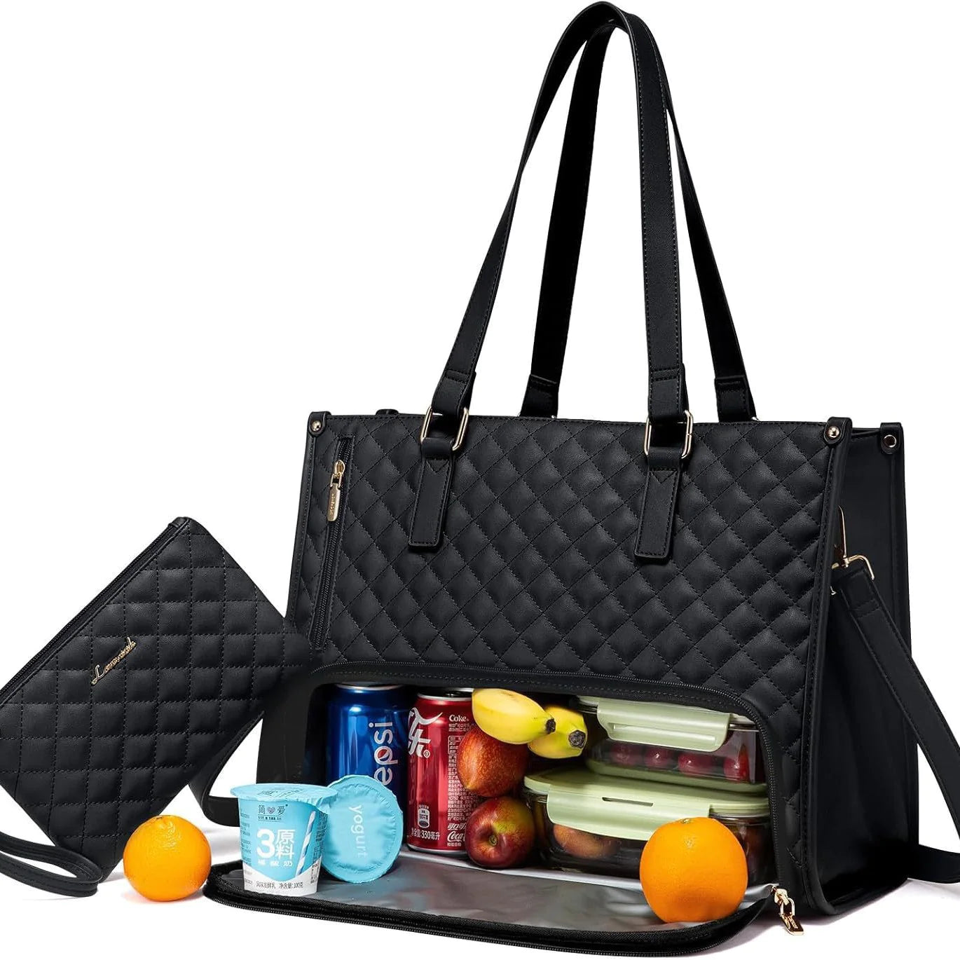 Quilted Lunch & Laptop Tote Bag