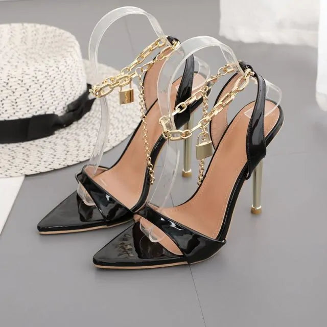 Chain Ankle Strap High Heels