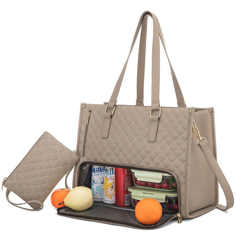 Quilted Lunch & Laptop Tote Bag