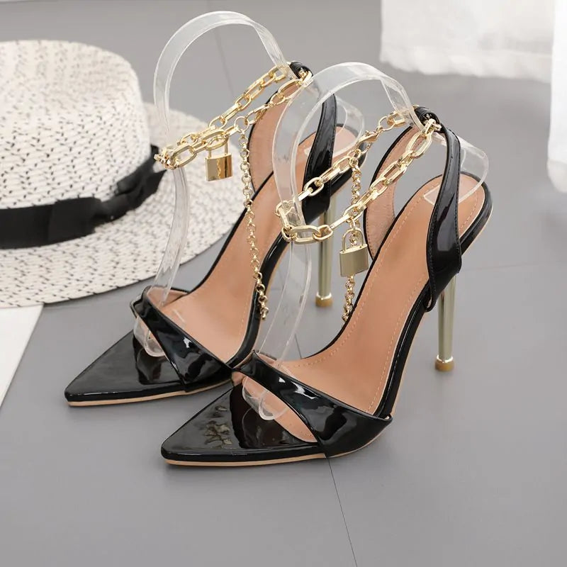 Chain Ankle Strap High Heels