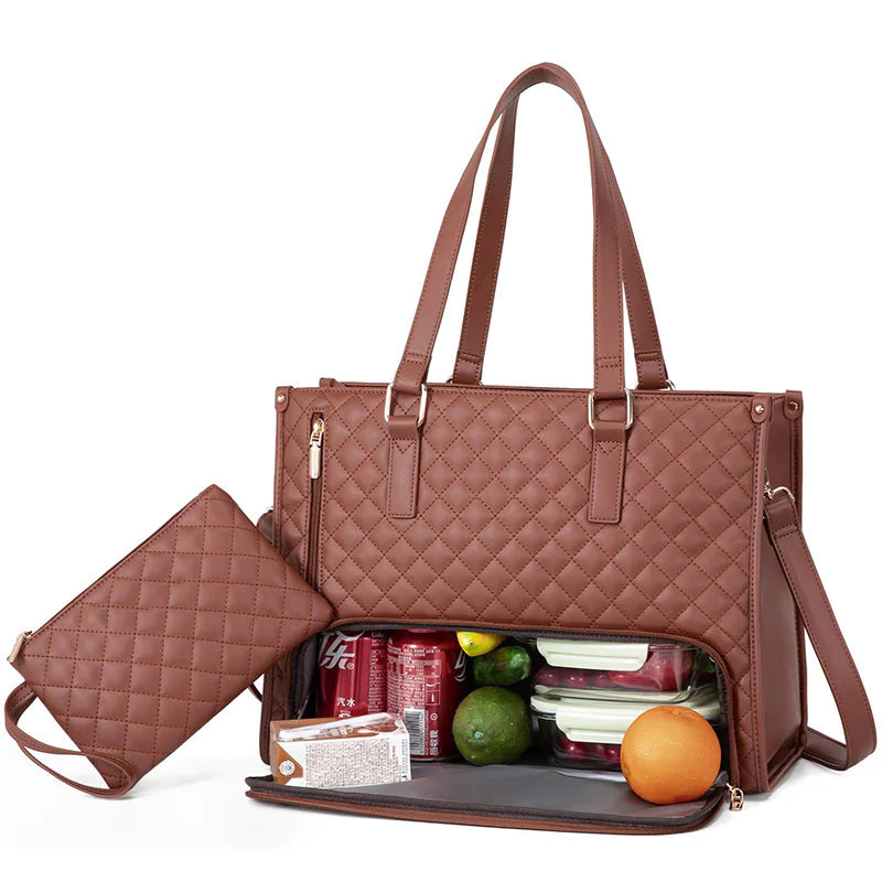 Quilted Lunch & Laptop Tote Bag