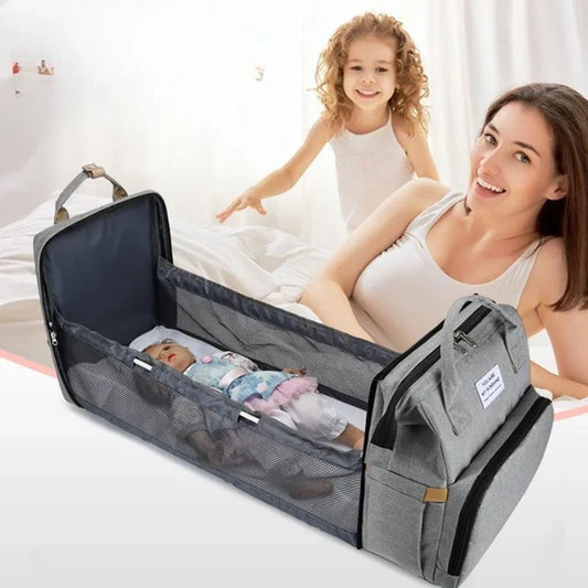 SleepNest™ – Premium All-in-One Diaper Bag & Bed