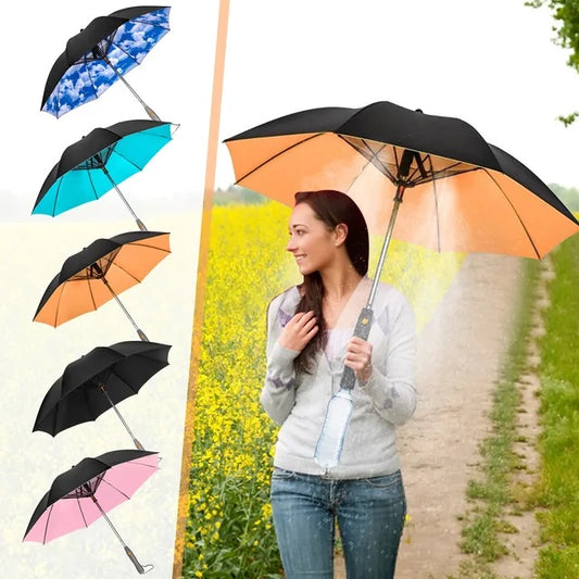SunMist™ – UV-Blocking Umbrella with Cooling Spray & Fan