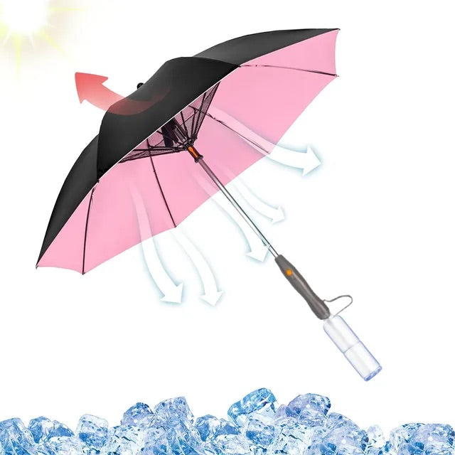 SunMist™ – UV-Blocking Umbrella with Cooling Spray & Fan