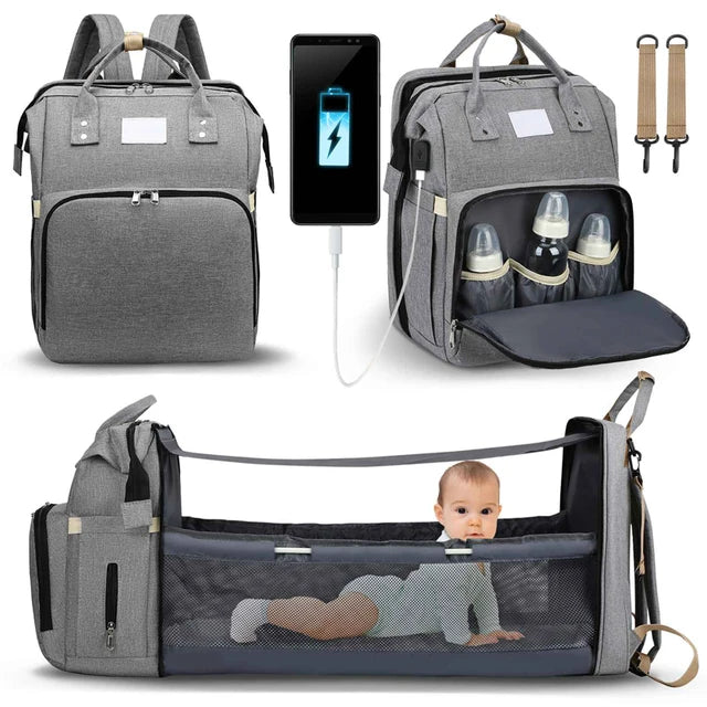 SleepNest™ – Premium All-in-One Diaper Bag & Bed