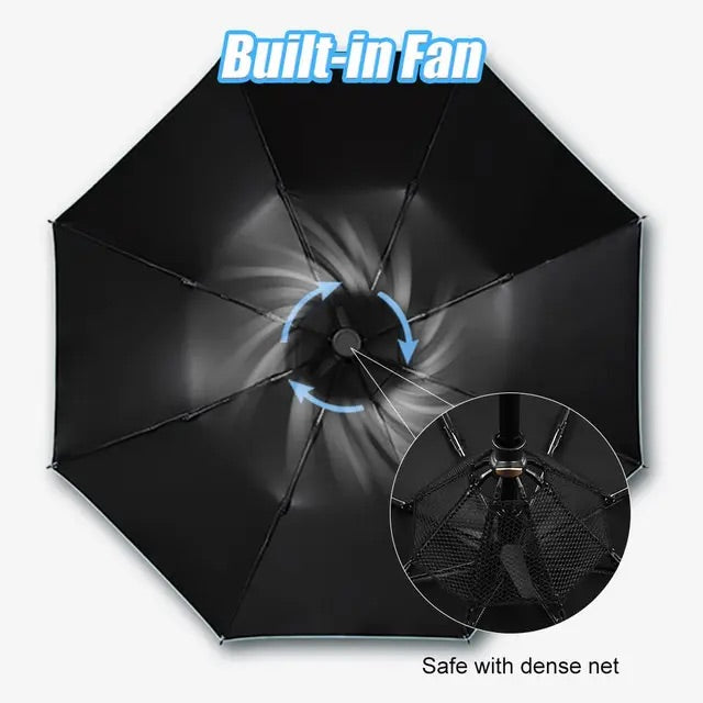 SunMist™ – UV-Blocking Umbrella with Cooling Spray & Fan