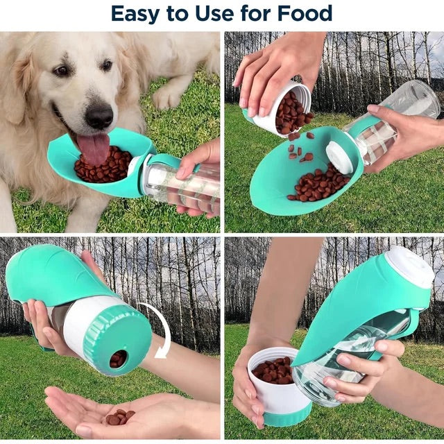 PawSip™ 2.0 – Foldable 2-in-1 Food & Water Travel Bottle for Pets
