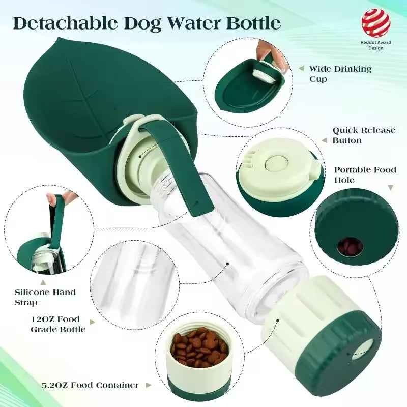 PawSip™ 2.0 – Foldable 2-in-1 Food & Water Travel Bottle for Pets