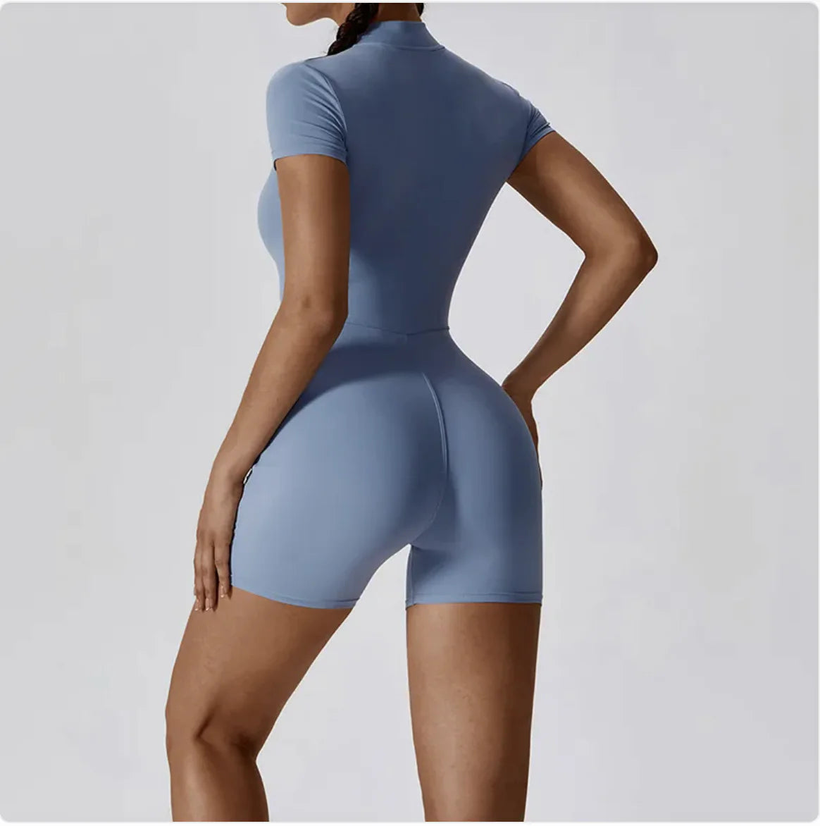 Zipper Short Sleeve Yoga Jumpsuit