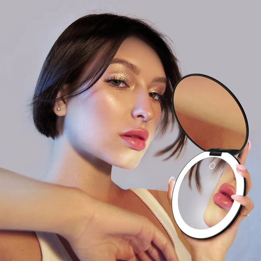 LumiGlow Mirror™ – Portable Cosmetic Mirror with Adjustable LED Light