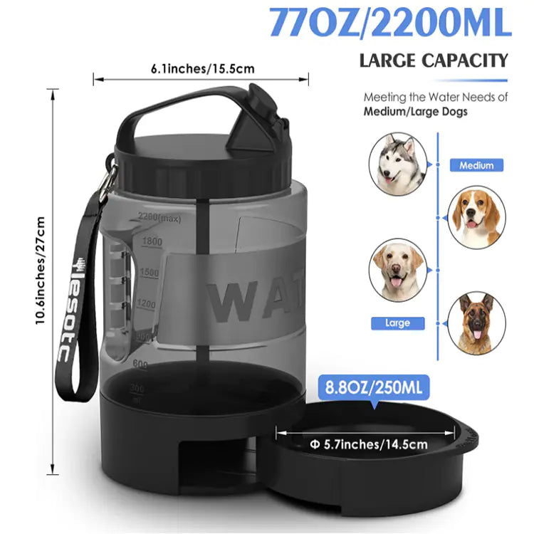 2.2L Dog Water Bottle for Outdoor Activities