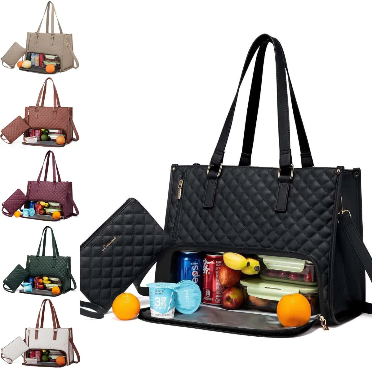 Quilted Lunch & Laptop Tote Bag
