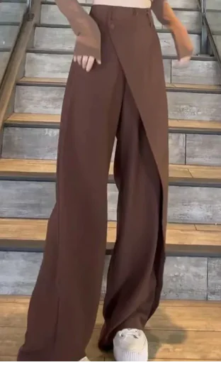 Irregular Stitching Straight-leg Trousers