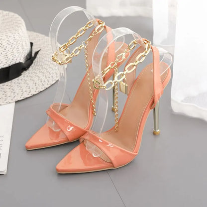 Chain Ankle Strap High Heels