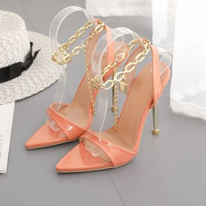 Chain Ankle Strap High Heels