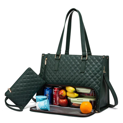Quilted Lunch & Laptop Tote Bag