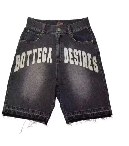Embroidered Denim Shorts
