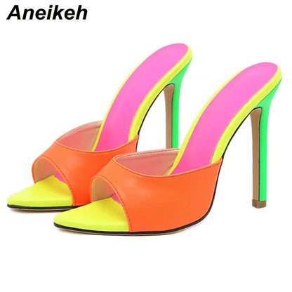 Orange Sandals Mules High Heels